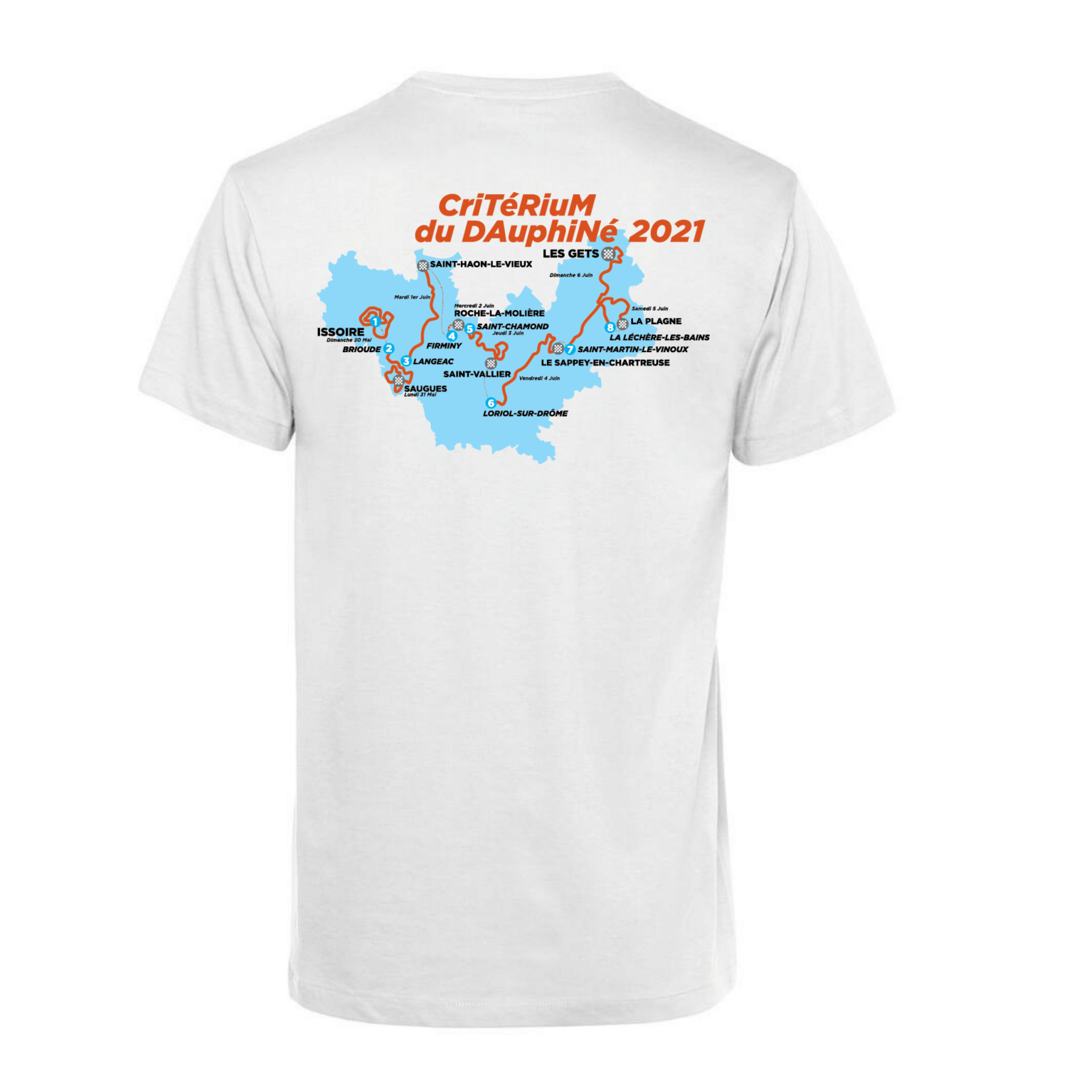 Criterium Du Dauphine Track Map 21 T Shirt Criterium Du Dauphine Track Map 21 T Shirt