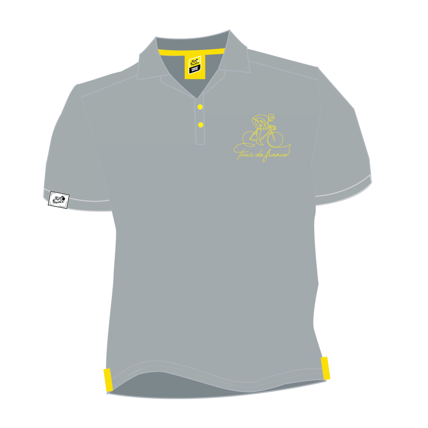 Grey Tour de France TDF Logo Sports Polo Official Apparel 