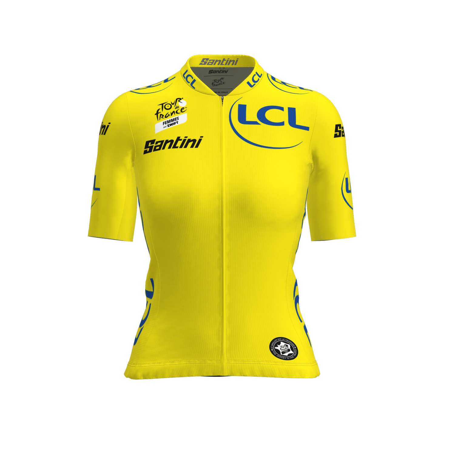 Maillot Cyclisme de la leader du classement général Tour de France Jaune Femme avec Zwift