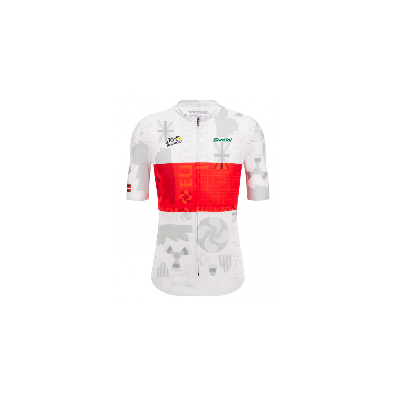 Maillot Tour de France Santini Grand Départ Pais Vasco 2023 Blanc et Rouge