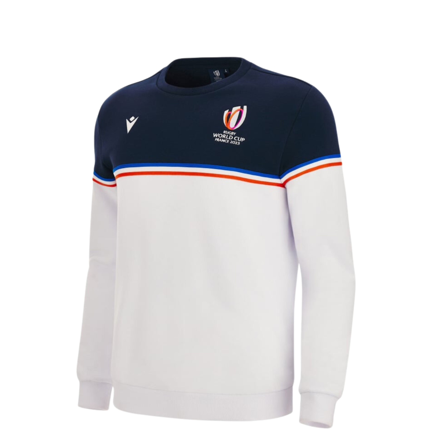 Sweat Col Rond Macron Coupe du Monde de Rugby France 2023 Bleu Blanc Rouge Mixte