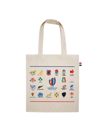 Tote Bag Coupe du Monde de Rugby France 2023 20 Nations Beige Naturel