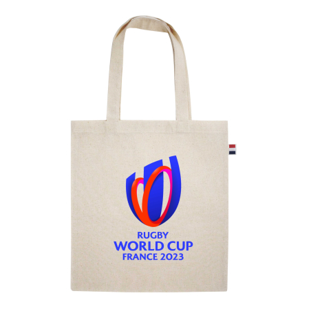 Tote Bag Coupe du Monde de Rugby France 2023 Logo Beige Naturel