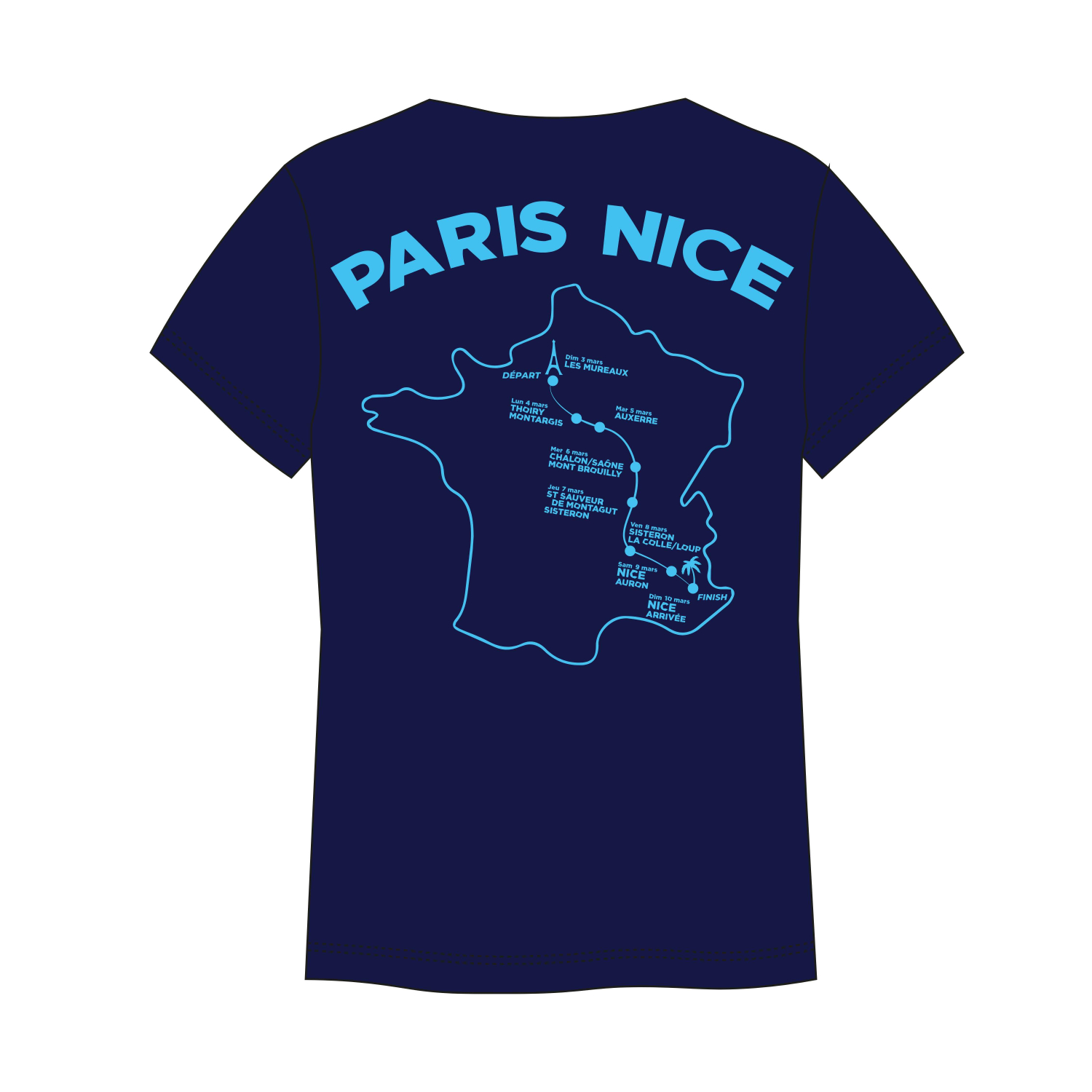 T-shirt Paris Nice Parcours 2024 Mixte Bleu Marine