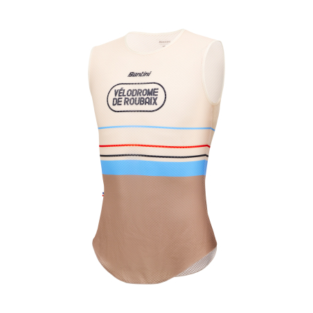 Maillot Cyclisme sans Manches Santini Paris Roubaix 2024 Homme Beige