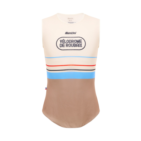 Maillot Cyclisme sans Manches Santini Paris Roubaix 2024 Homme Beige