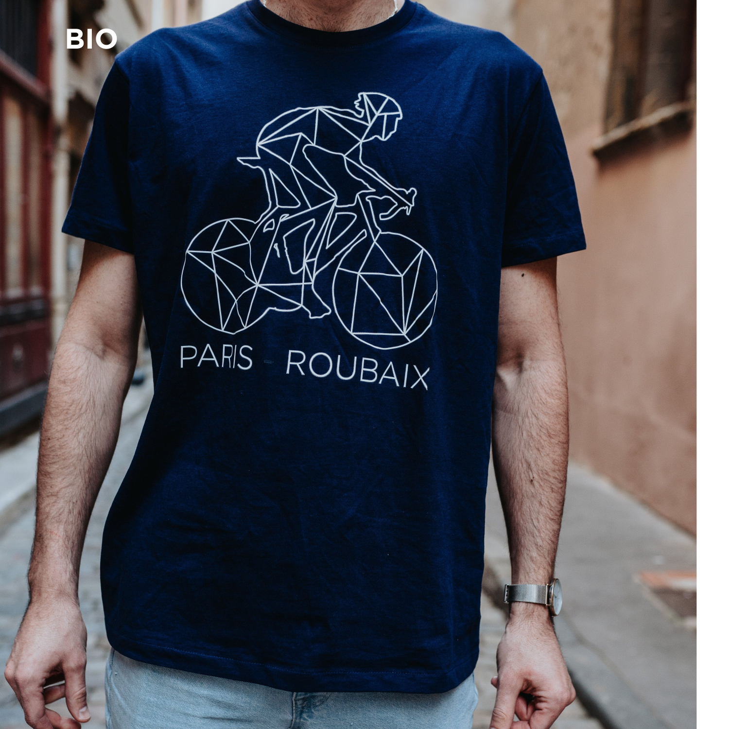 T-shirt Paris Roubaix Décalqué Homme Bleu