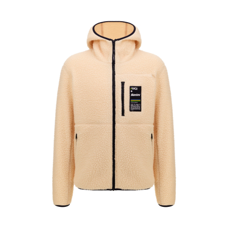 UCI World Championship Hooded Fleece Mixed Jacket Beige